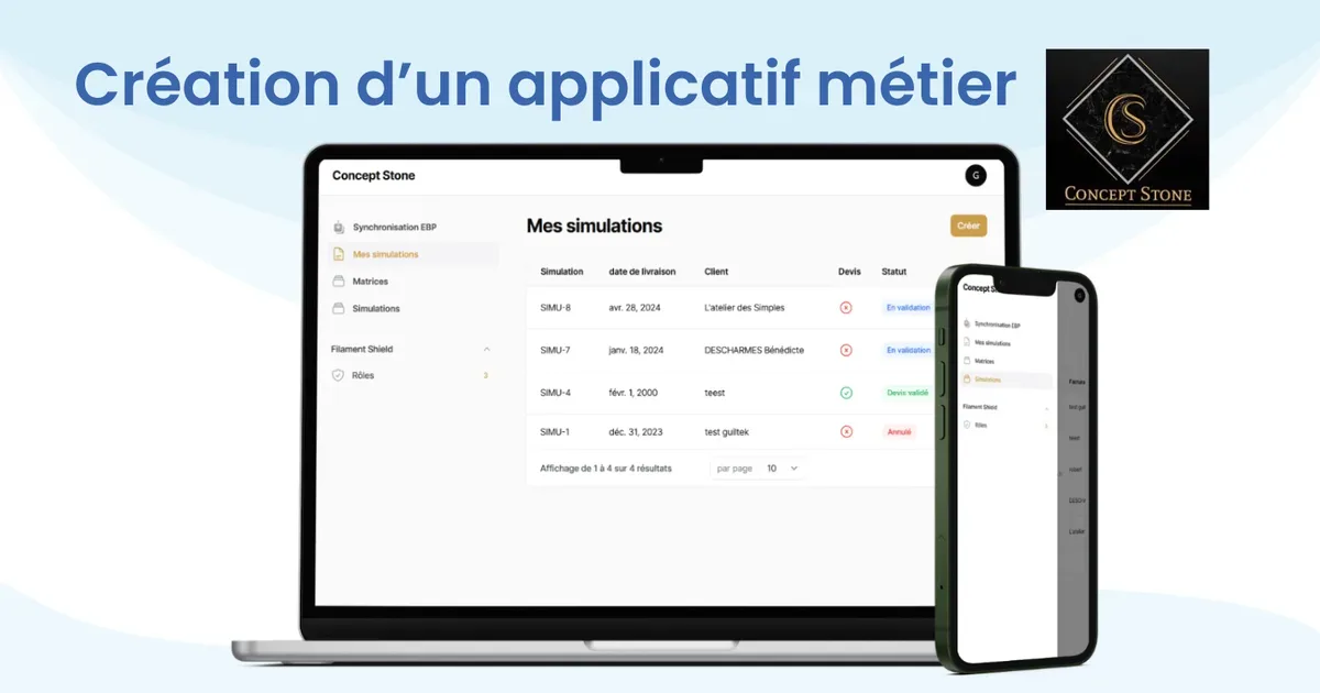 Création d'un applicatif métier pour Concept Stone synchronisé sur leur ERP